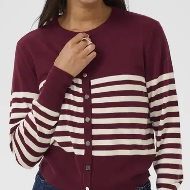 Debenhams , Burgundy Stripe Cardigan