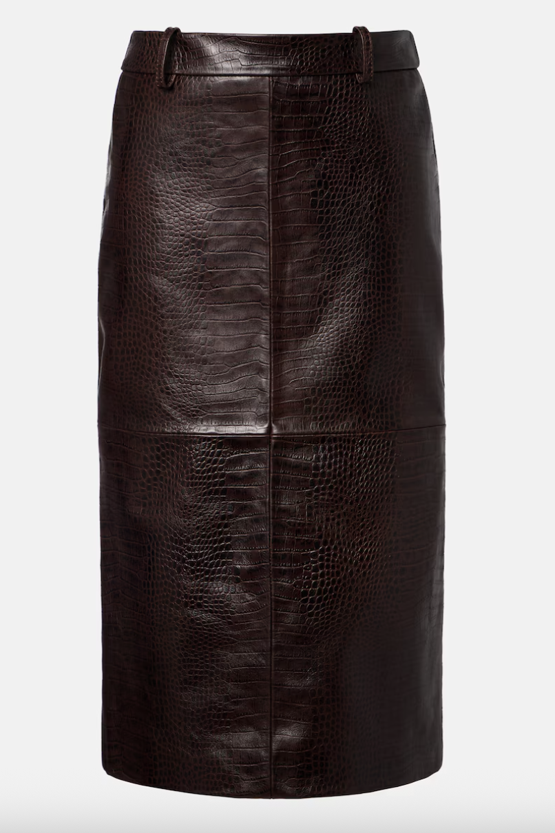 The Frankie Shop , Taney Croc-Effect Leather Pencil Skirt
