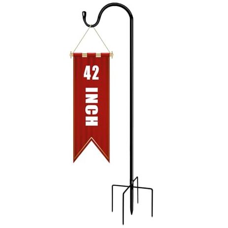 Gatsuns Shepherds Hooks for Outdoor 42 Inch Garden Bird Feeder Pole With 5 Prongs Base Adjustable for Hanging Flower Basket Plant Pot Solar Lantern Light Wind Chime Hanger for Wedding Decor 1 Pack
