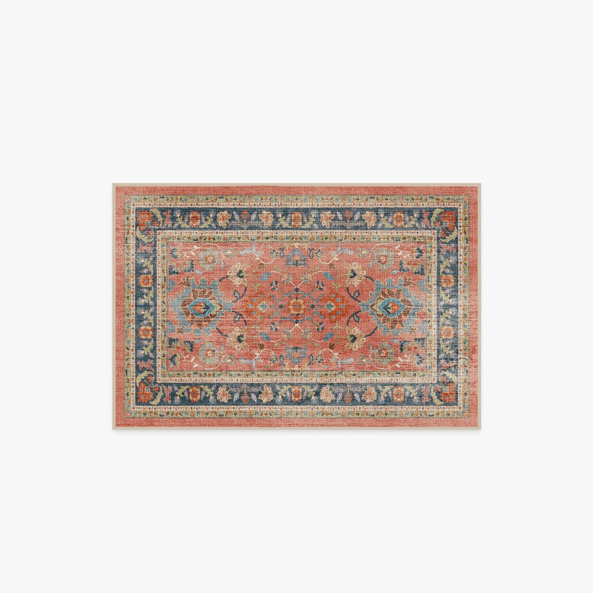 Ruggable Calabria Coral Multicolor Rug on transparent background.