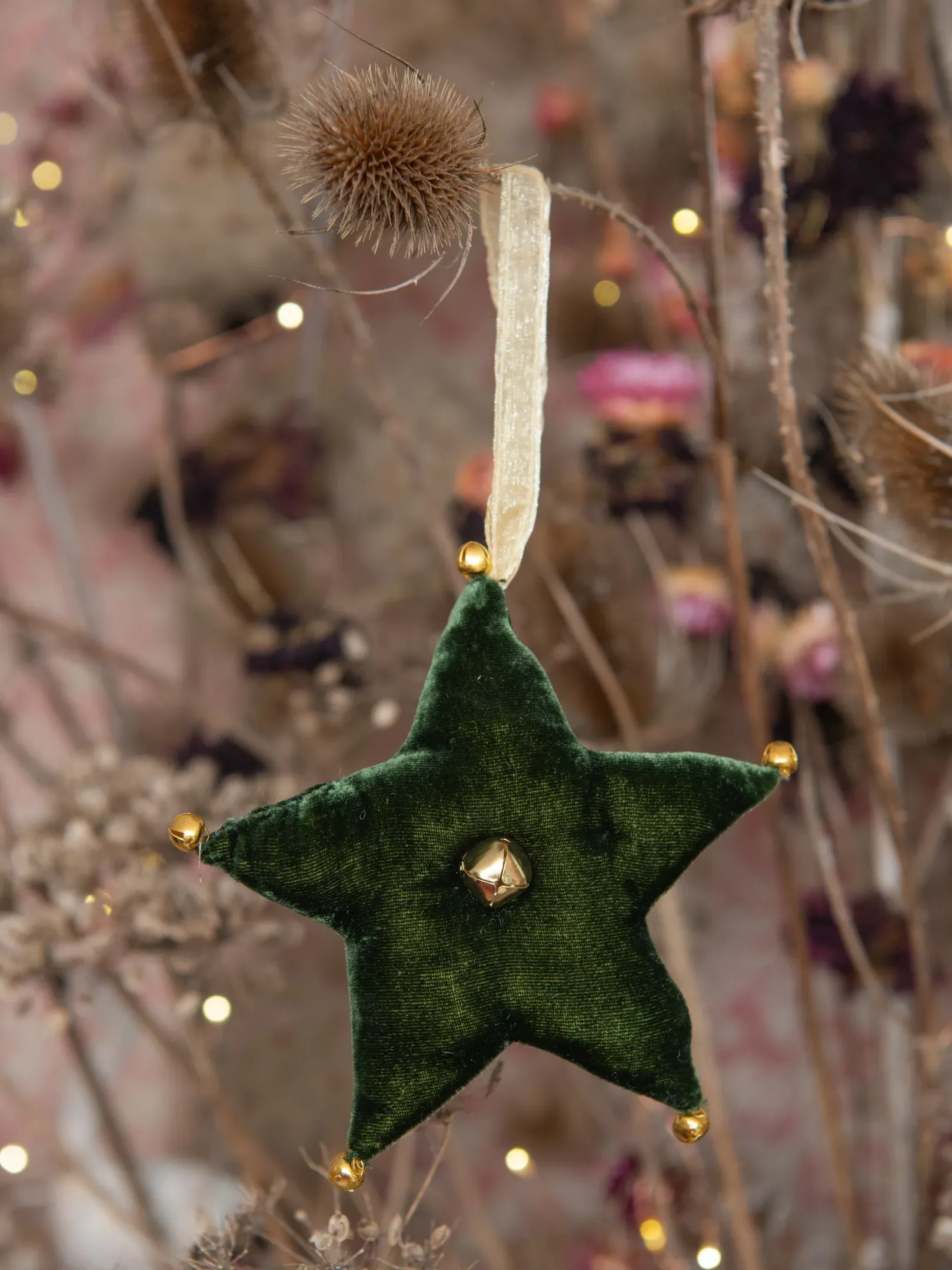 green velvet star christmas decoration