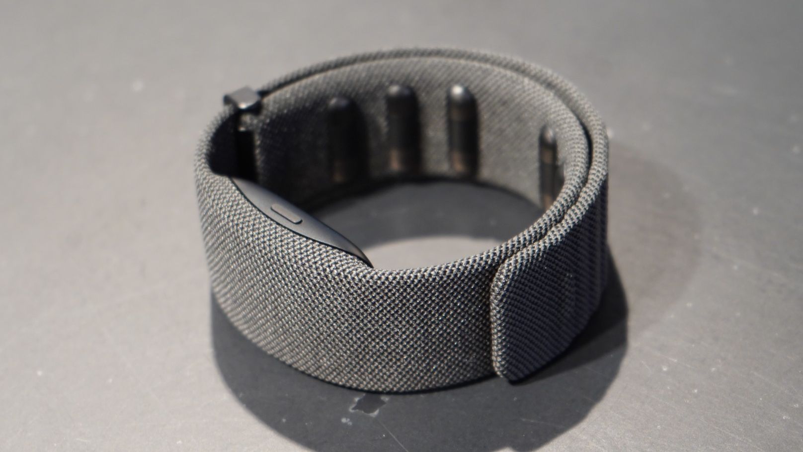 Neural Band for Meta Ray-Ban Display glasses lying on a table
