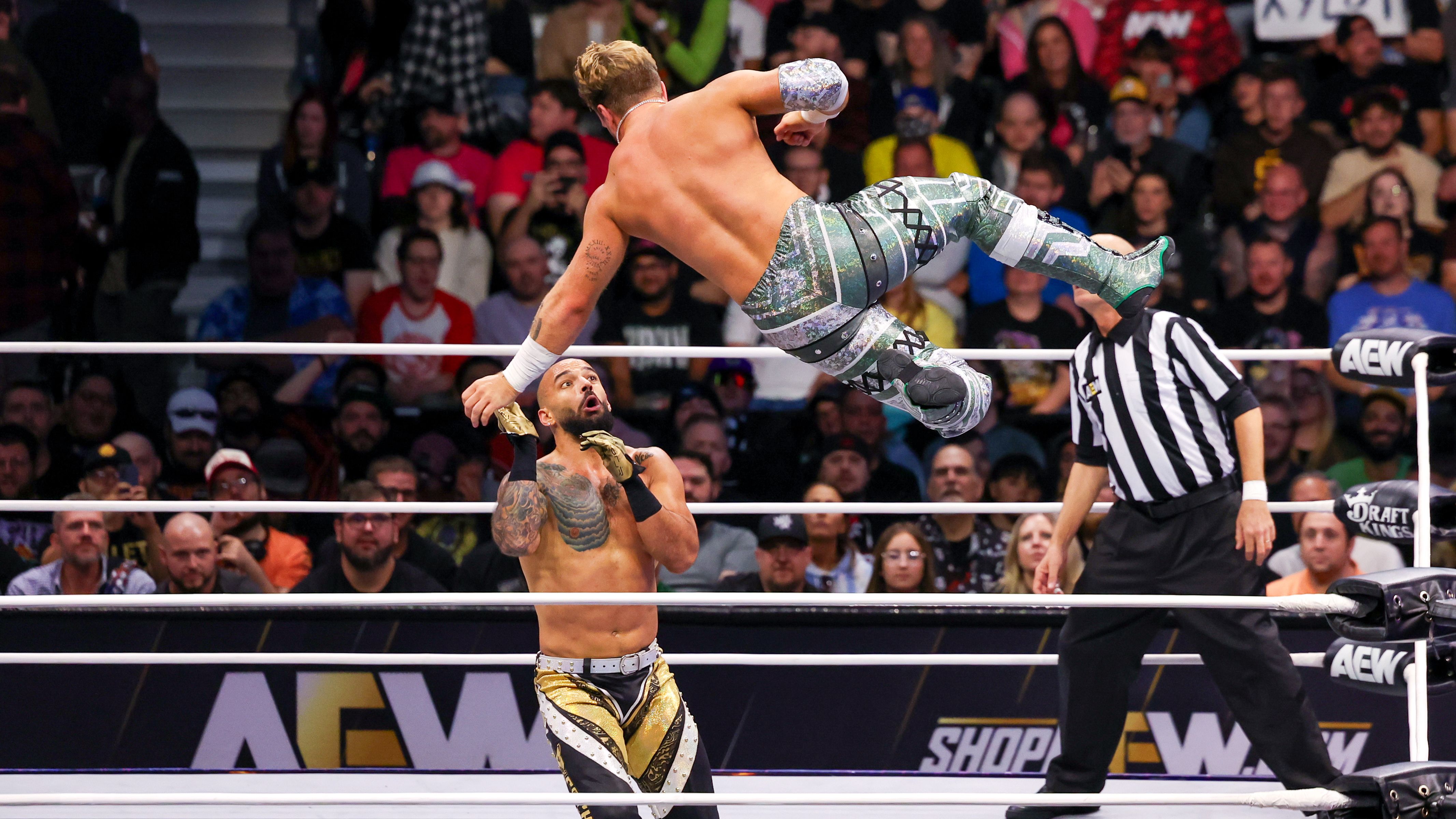 Will Ospreay battles Ricochet during AEW Dynamite in 2024, at the Petersen Events Center in Pittsburgh