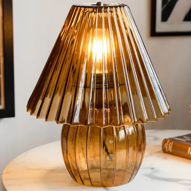 Rockett St George, Ribbed Amber Glass Table Lamp