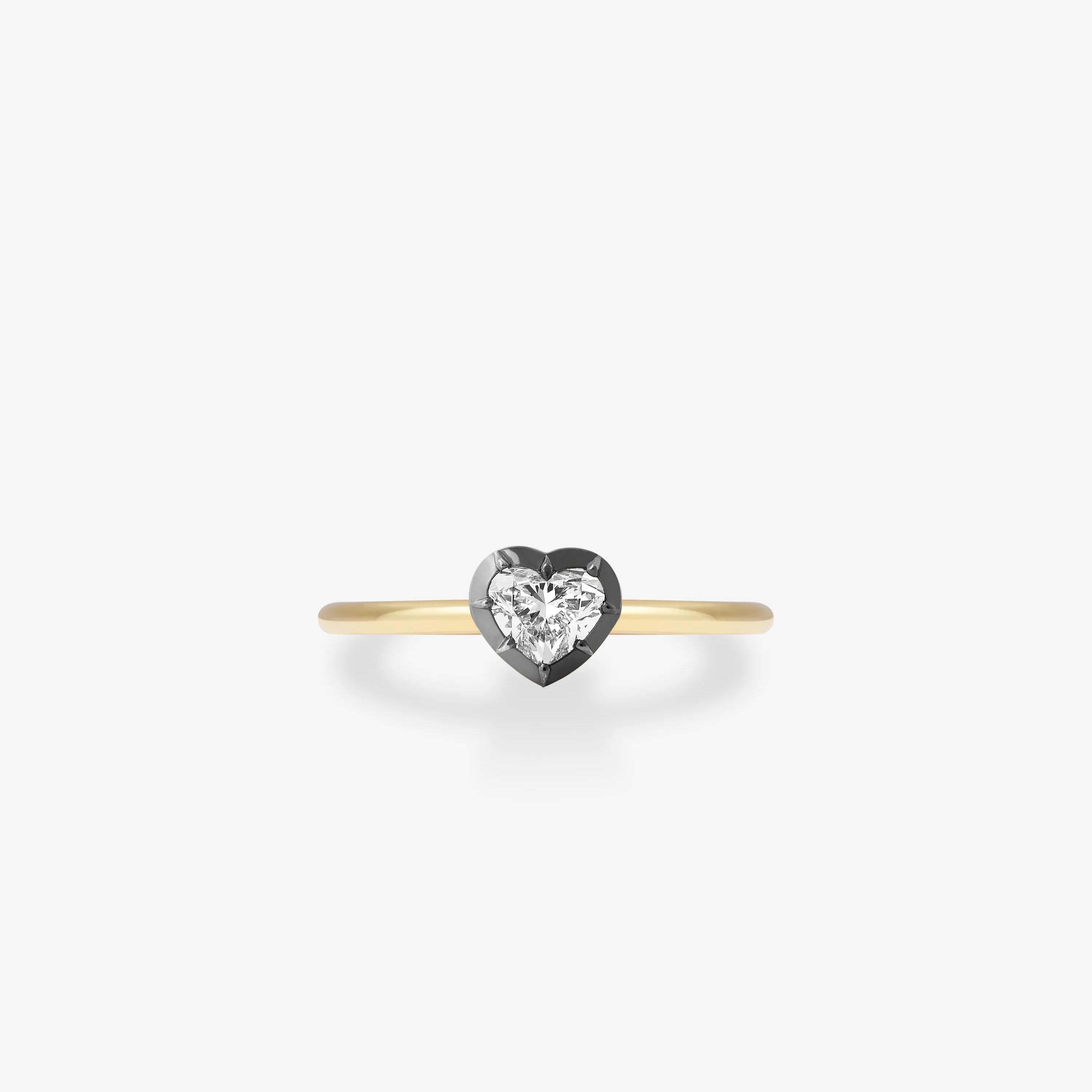 0.30ct Heart-Shaped Diamond &amp;amp; Blackened Gold Button Back Ring