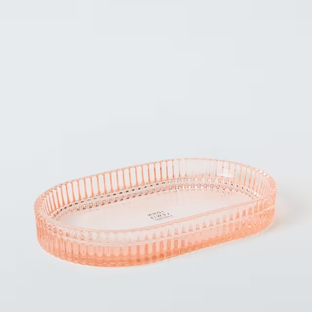 John Lewis, John Lewis Fluted Glass Bathroom Tray, Clear
