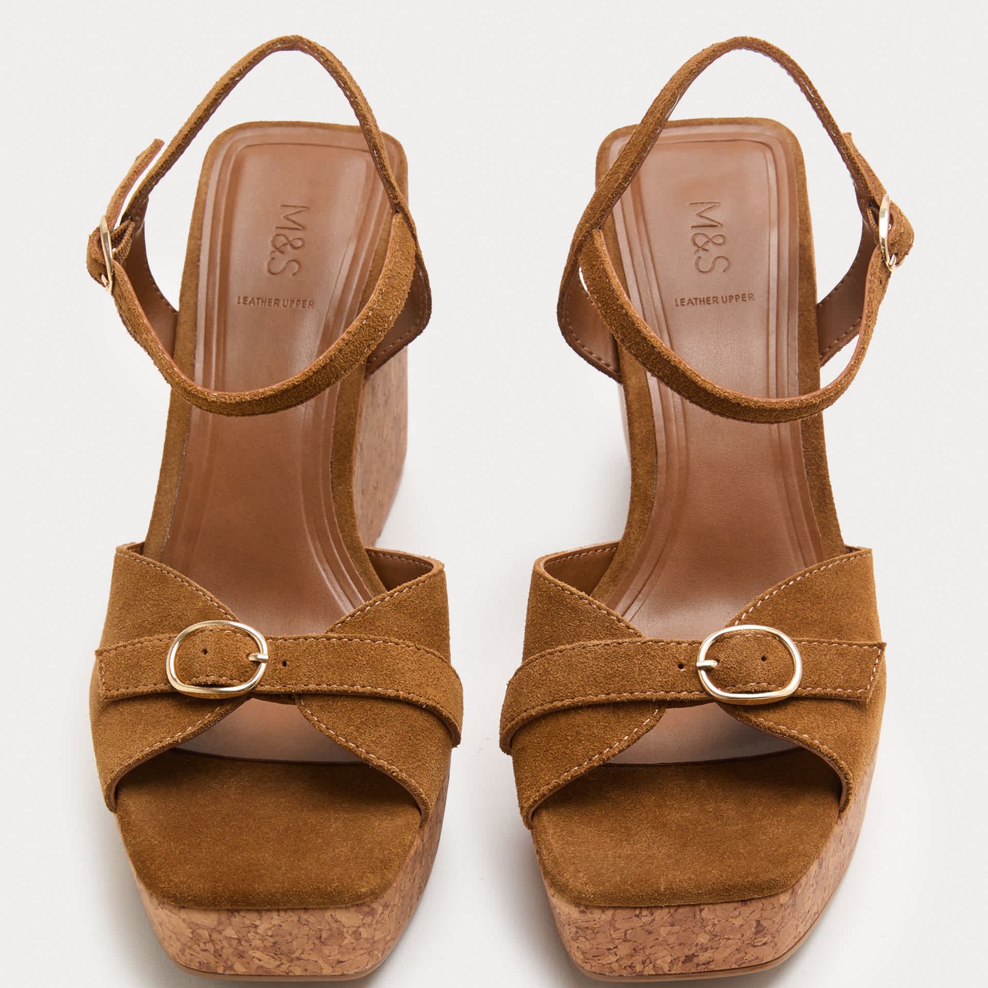 Suede Buckle Ankle Strap Wedge Sandals
