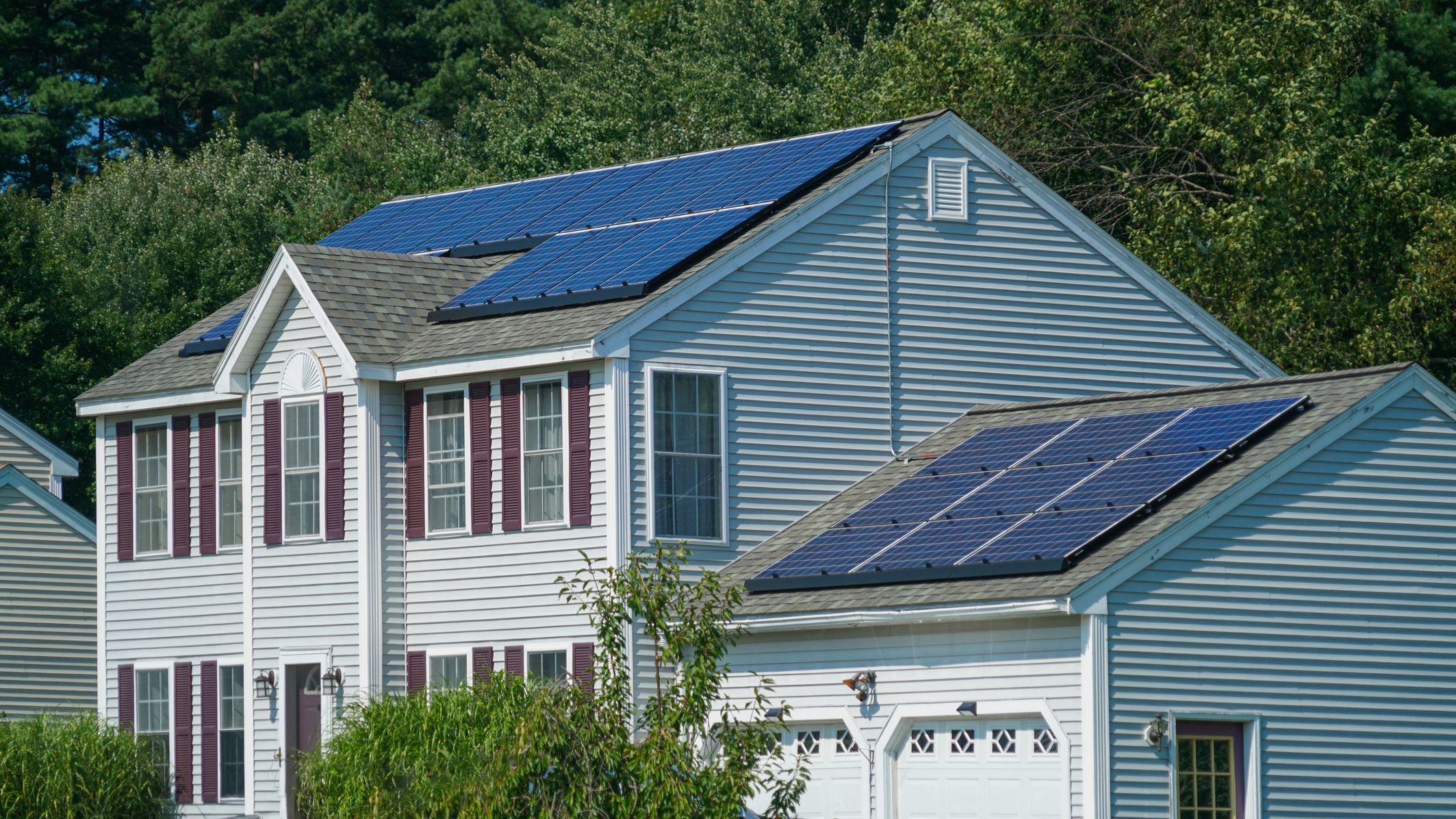 Solar panel installed on the house roof