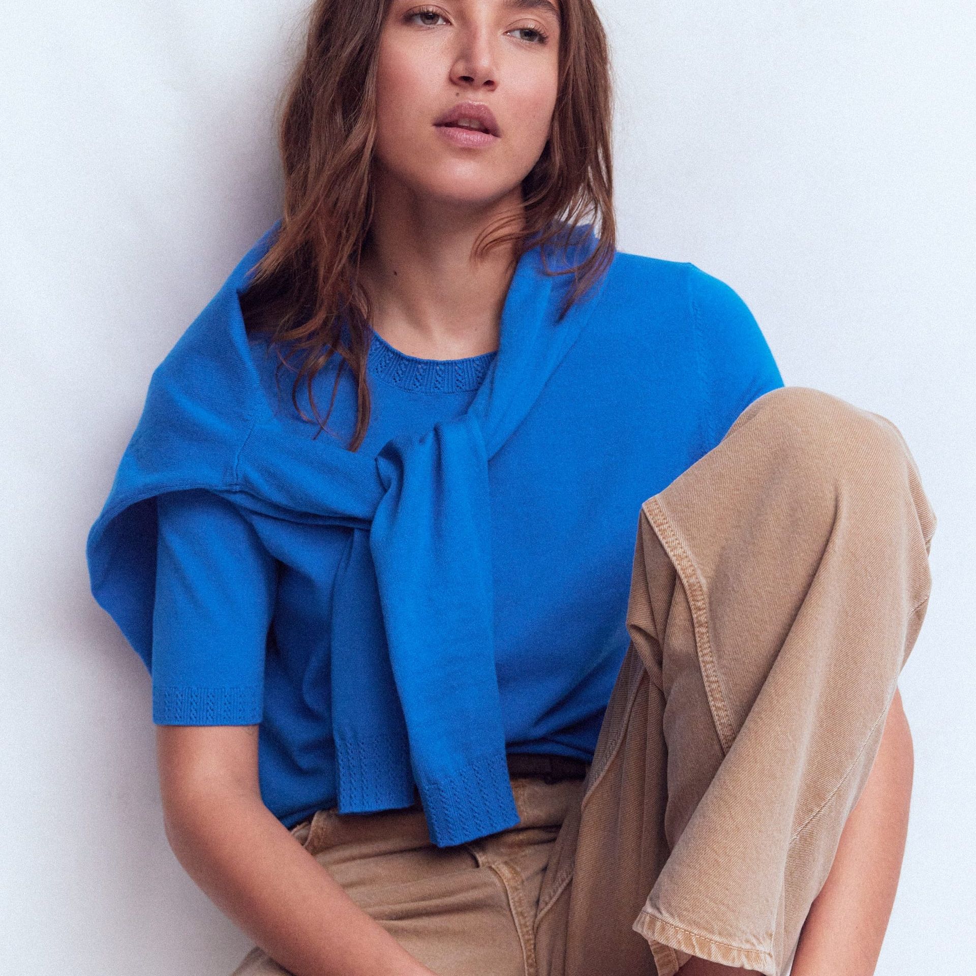 Emilia Cotton Crew T-Shirt-Kingfisher Blue