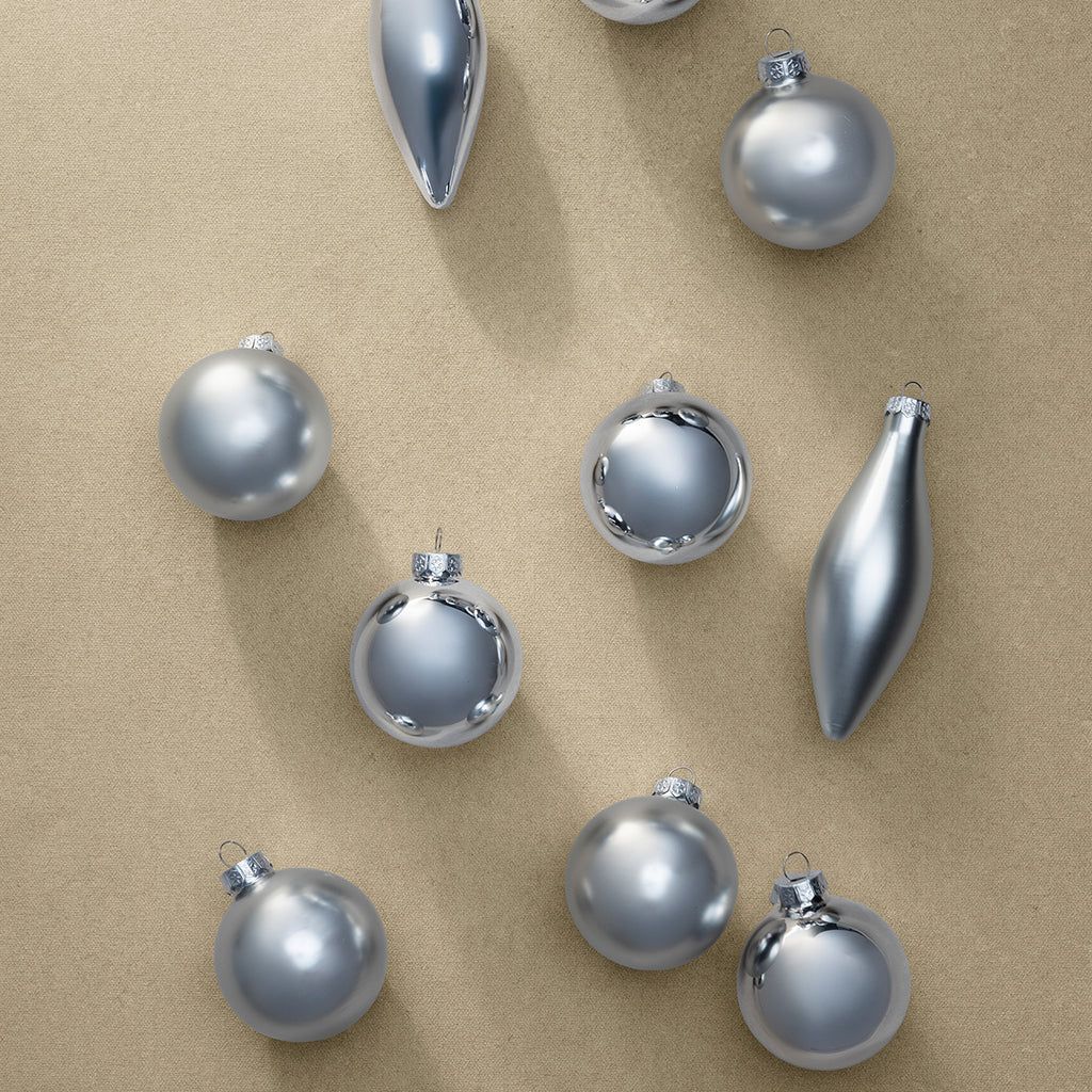 Assorted Ornaments Silver (set of 10)