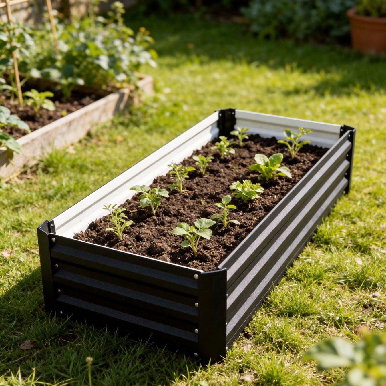 Rectangular Raised Garden Bed Black 100cm W X 60cm D - One Colour