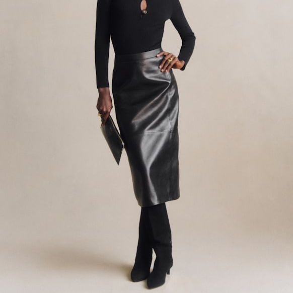 Magalia Skirt - Black - Lamb Leather - S&amp;eacute;zane