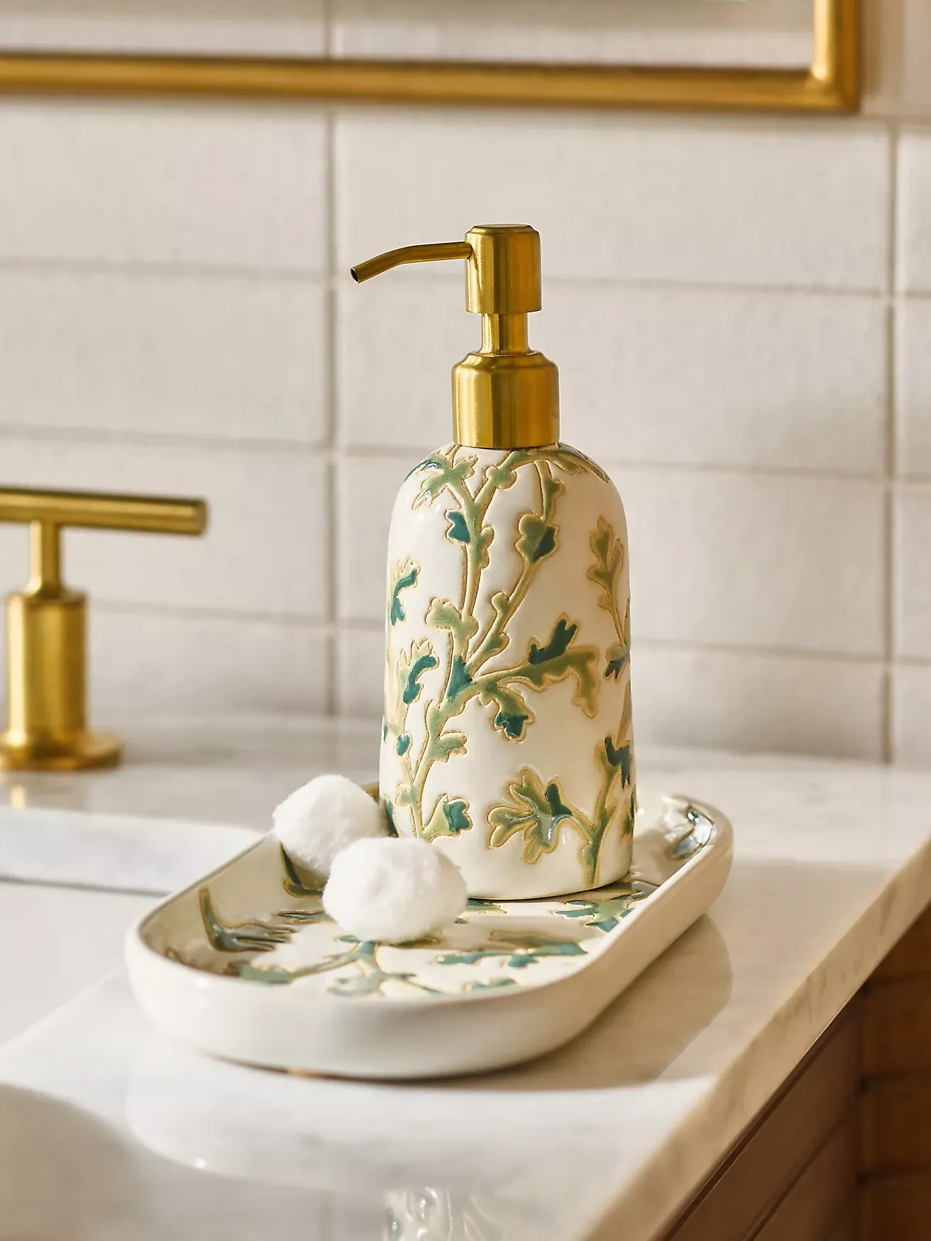 By Anthropologie Printed Ceramic Soap Dispenser