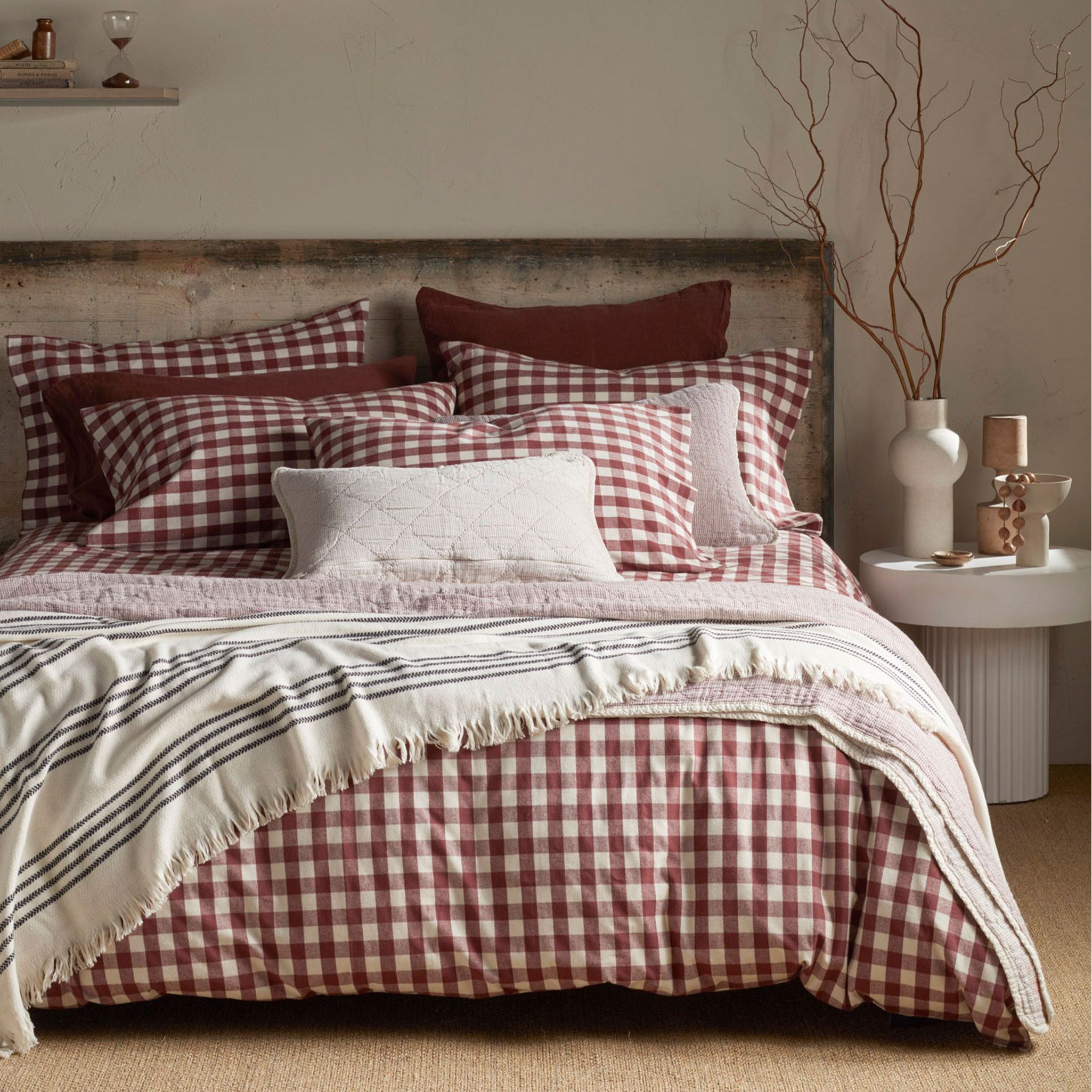 Conker Gilbert Gingham Brushed 100% Organic Cotton Duvet Cover