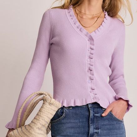Mint Velvet Lilac Ruffle Cardigan