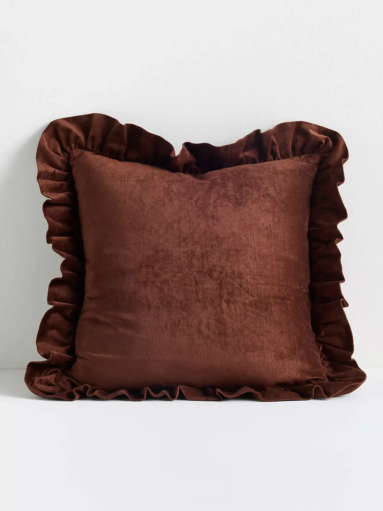 Ruffled Velvet Throw Cushion