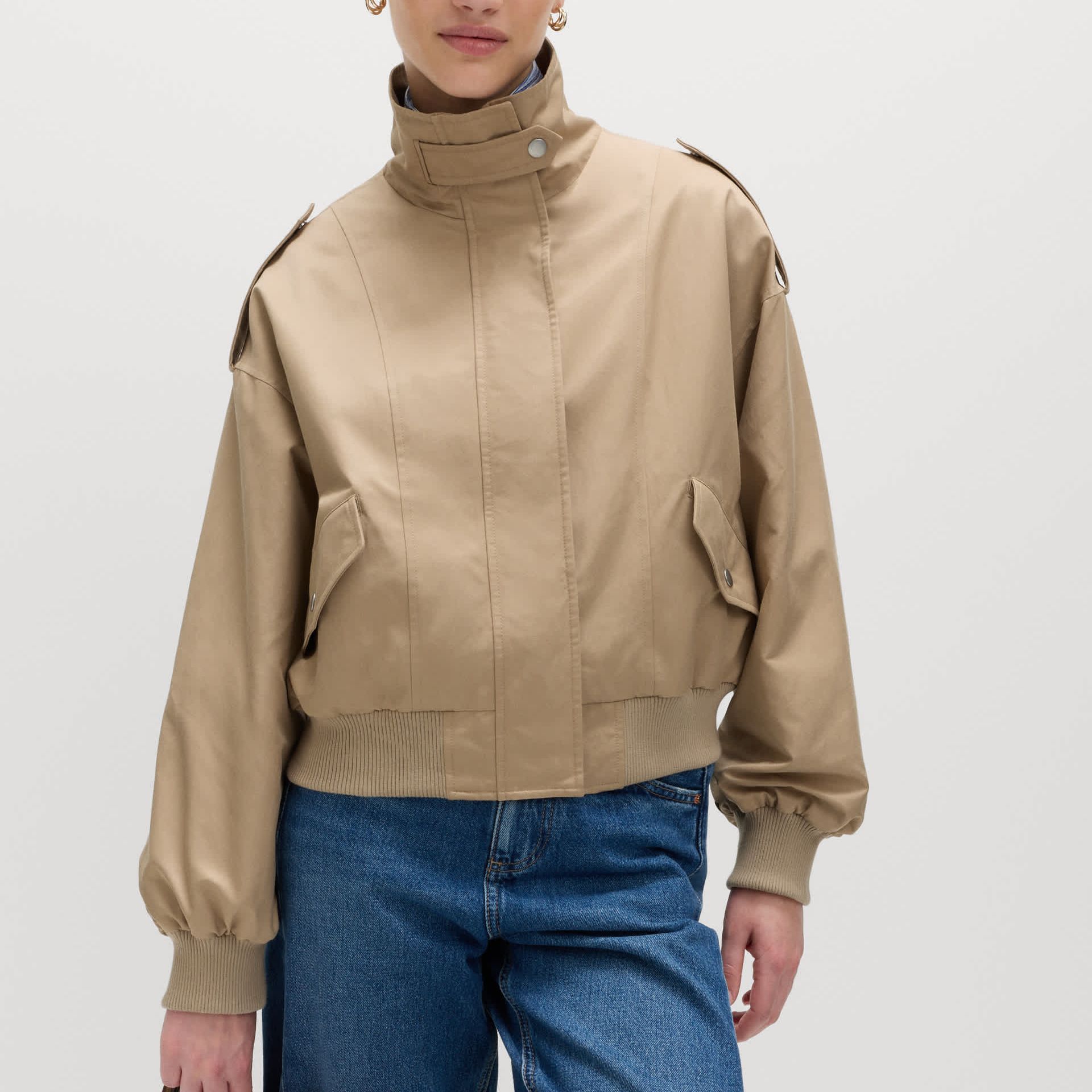 Cotton Rich Satin Look Bomber Jacket