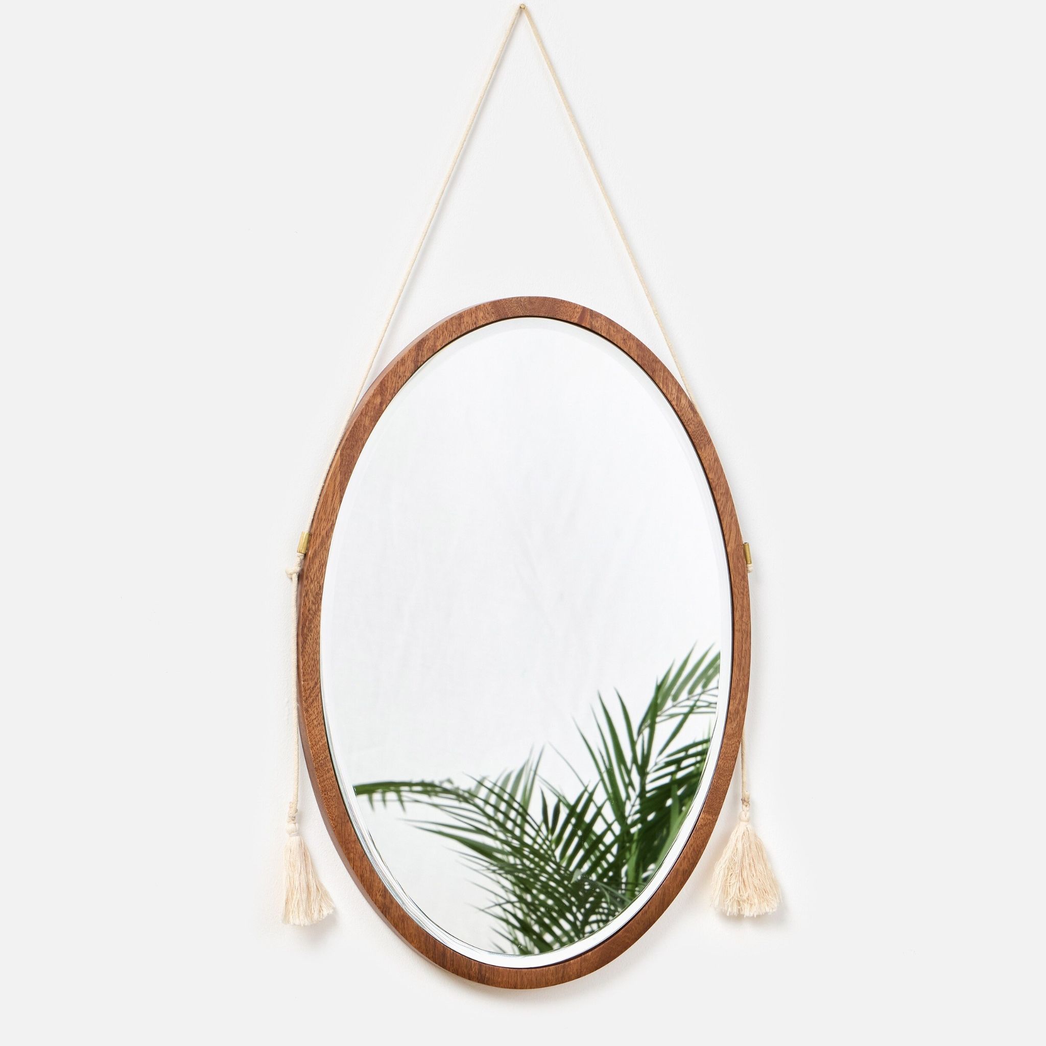 Wooden Oval Tassel Wall Mirror | Oliver Bonas