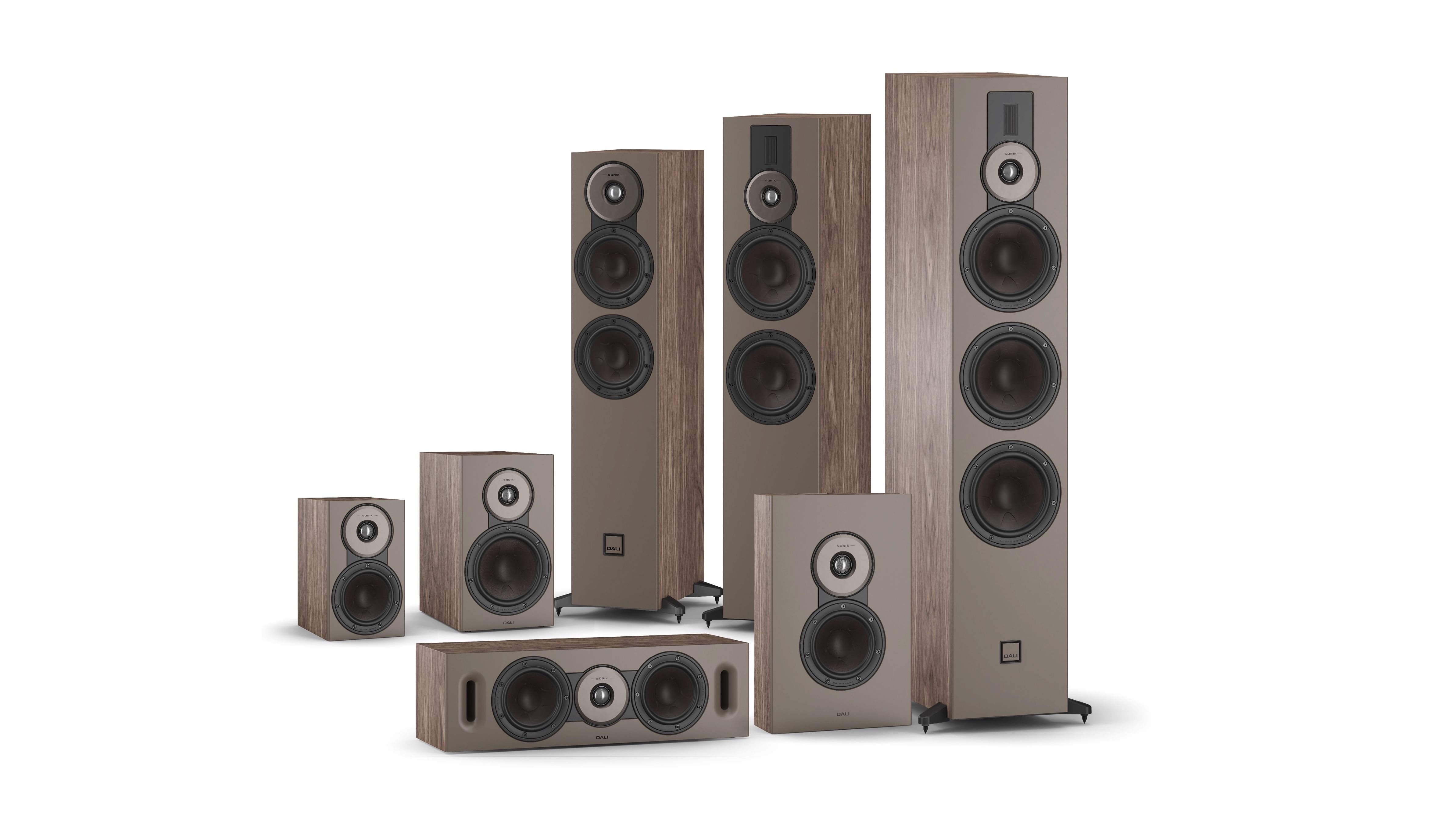 The Dali Sonik family of speakers on a white background.