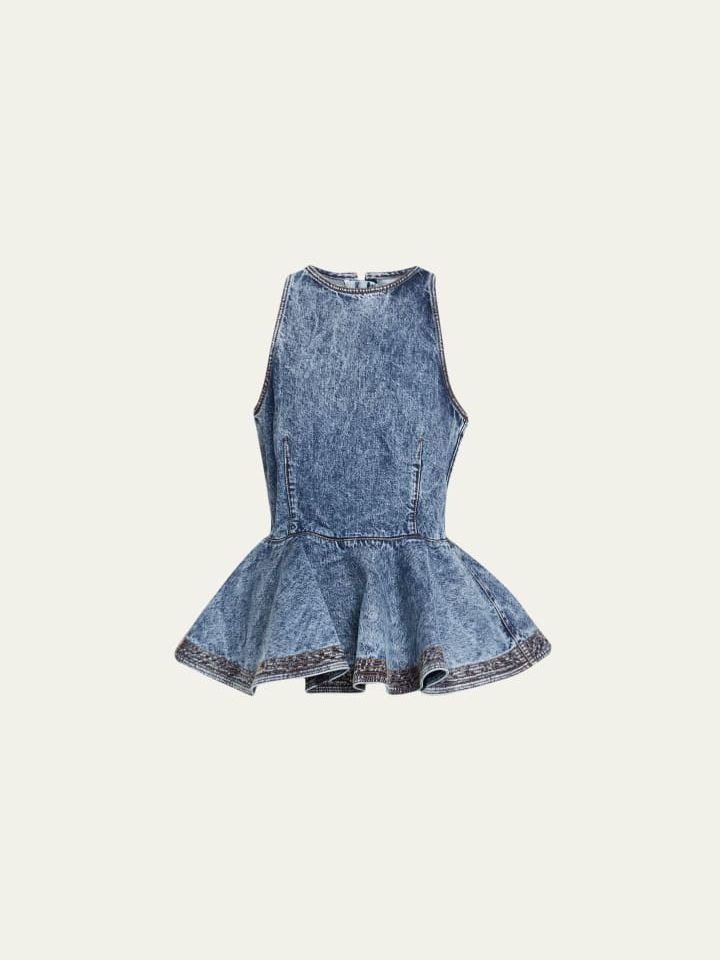 Sleeveless Denim Peplum Top