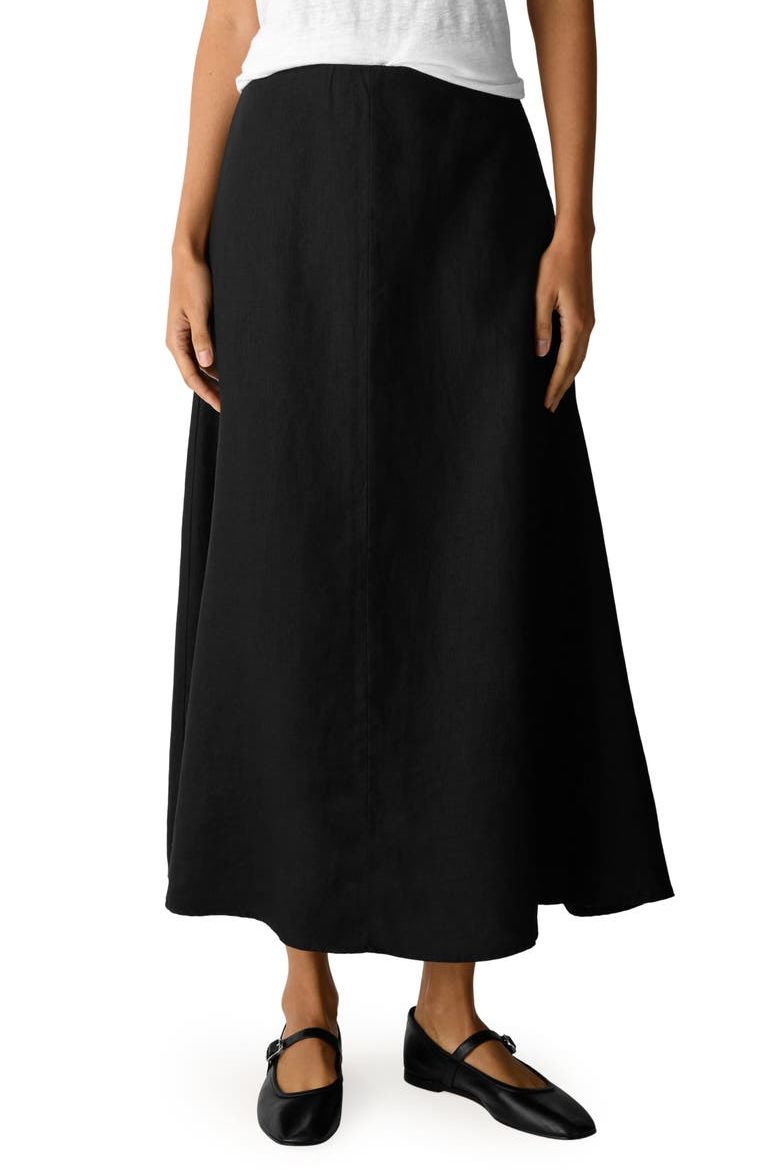 A-Line Organic Linen Midi Skirt