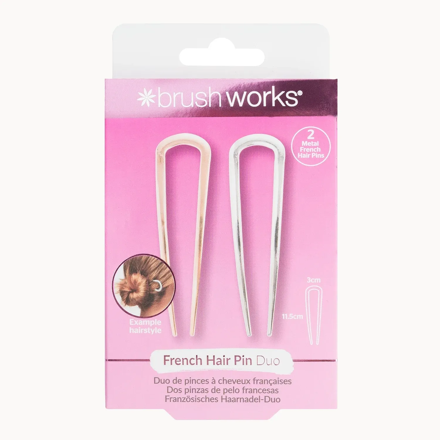 Brushworks French Hair Pin Duo - Gold &amp;amp; Silver