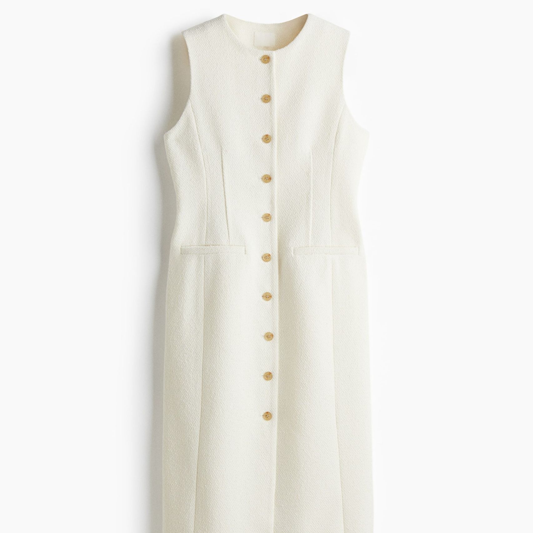Long Button-Front Boucl&amp;eacute; Dress