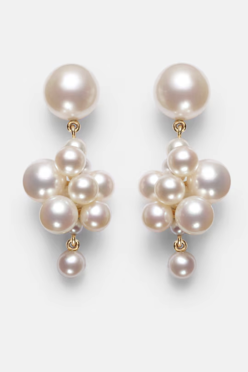 Sophie Bille Brahe Botticelli, 14kt Gold Earrings with Pearls