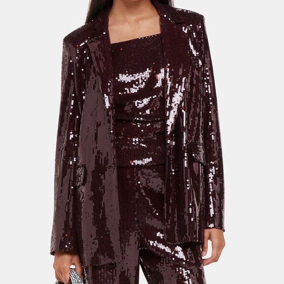 Aubergine Misha Sequin Blazer