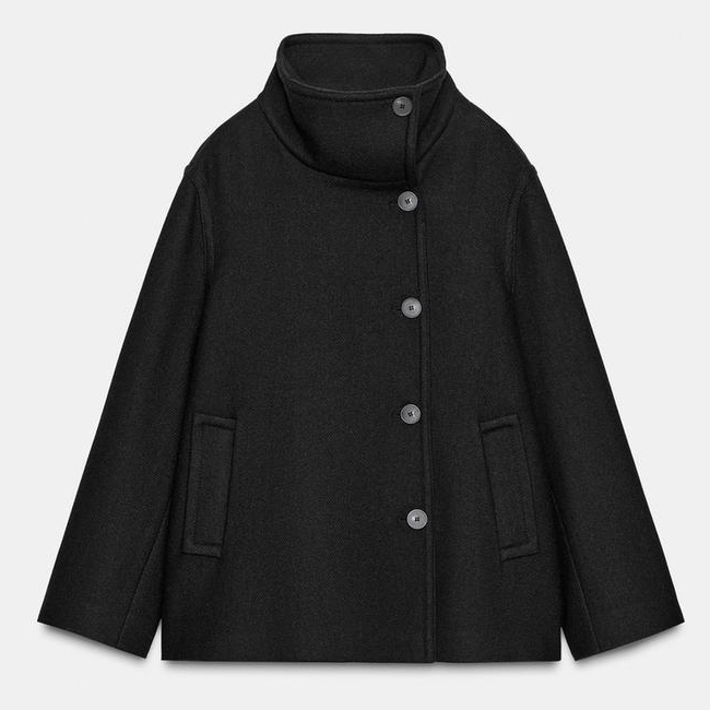 Zara short black coat with high neck