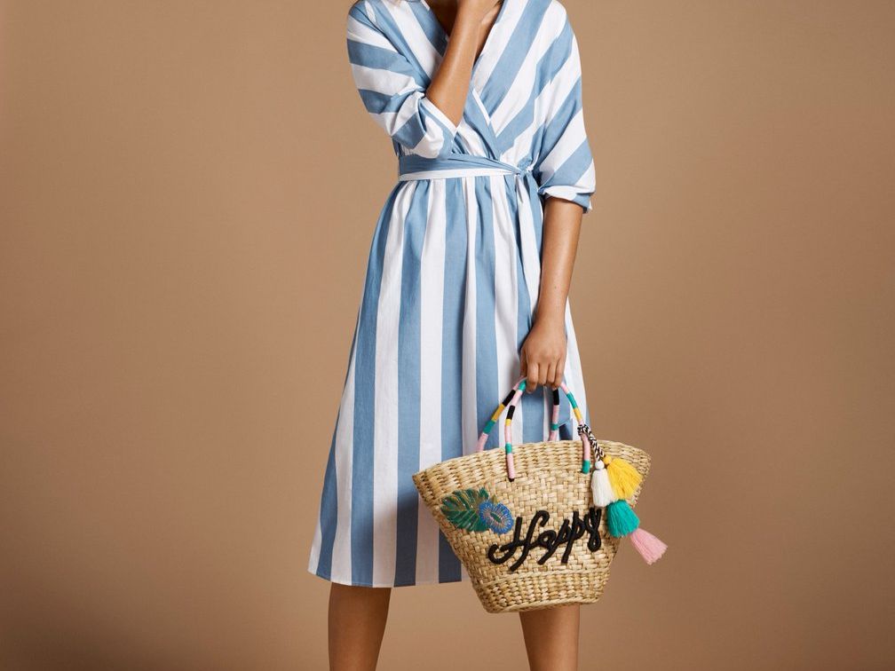 Robe A-Line Marks And Spencer – Femme Taille S, Multicolore Géométrique, Col Rond