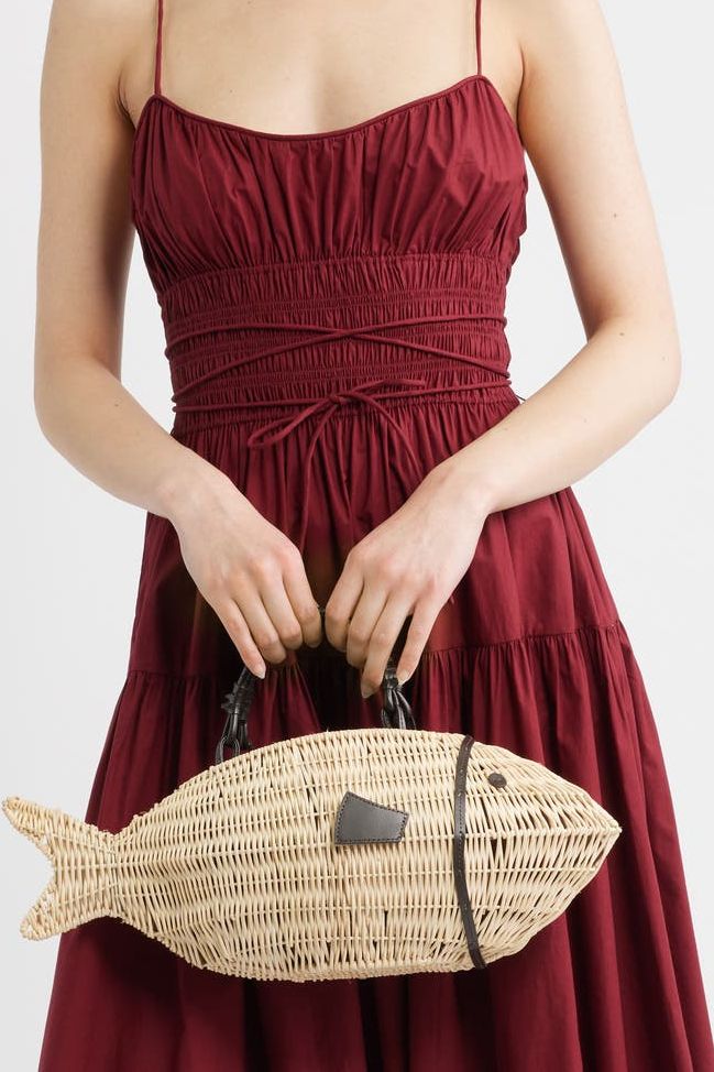 Cleo Wicker Fish Top Handle Bag