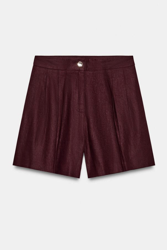 Zara, Linen Pleated Shorts