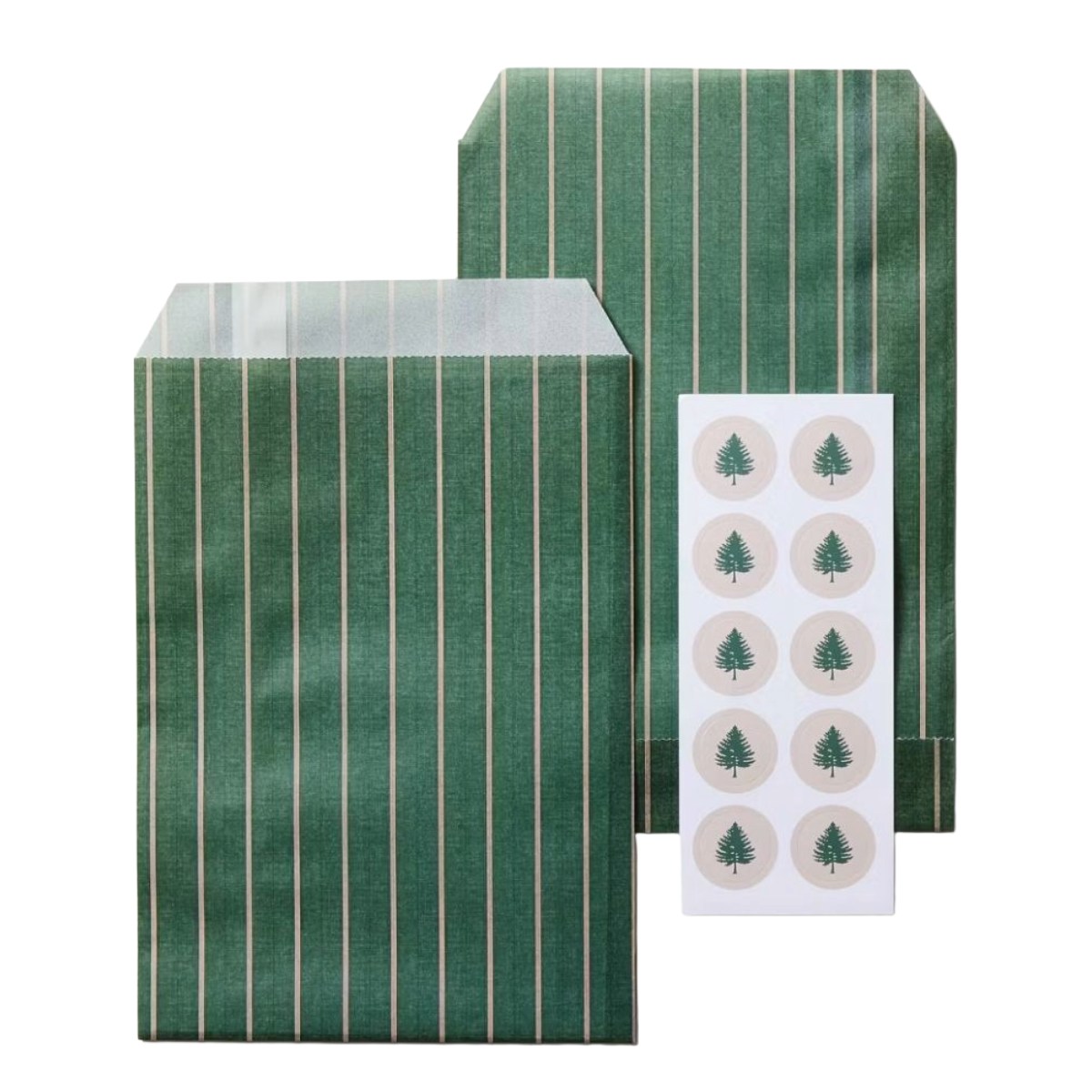 Green paper bags with tree srtickers from Target