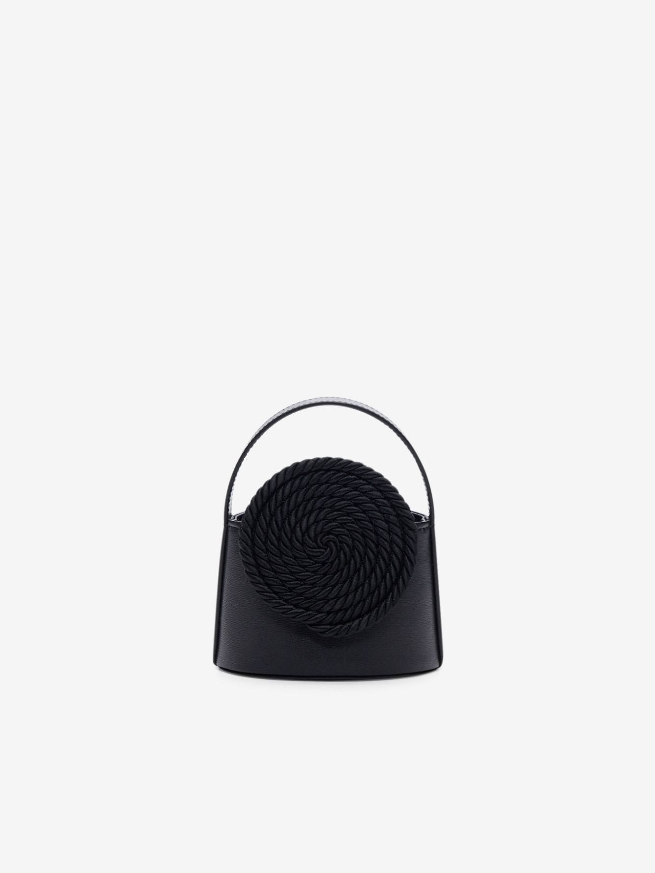 Black Mini Leather Bag With Passementerie Details
