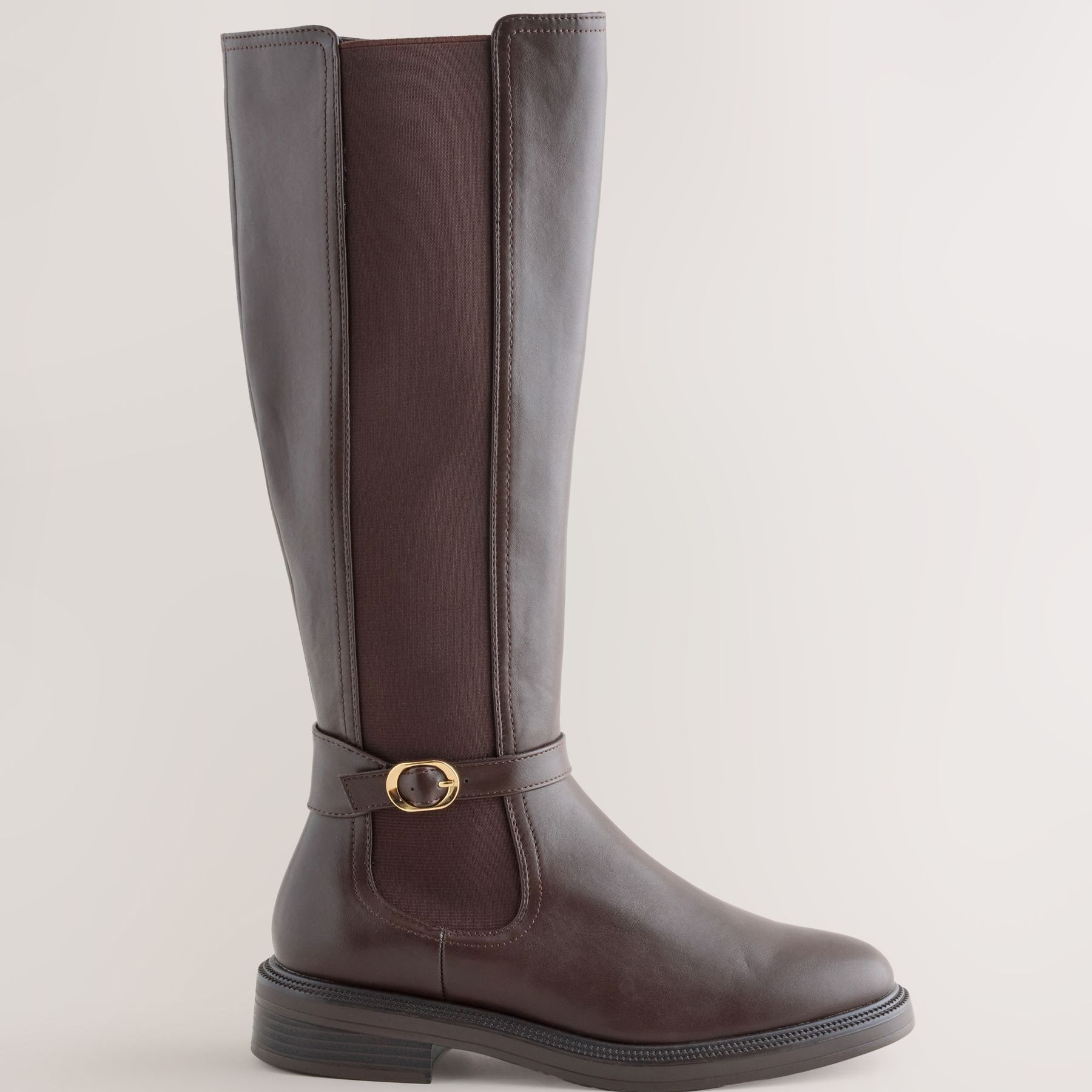 Chocolate Brown Extra Wide Fit Forever Comfort&amp;reg; Buckle Detail Riding Boots