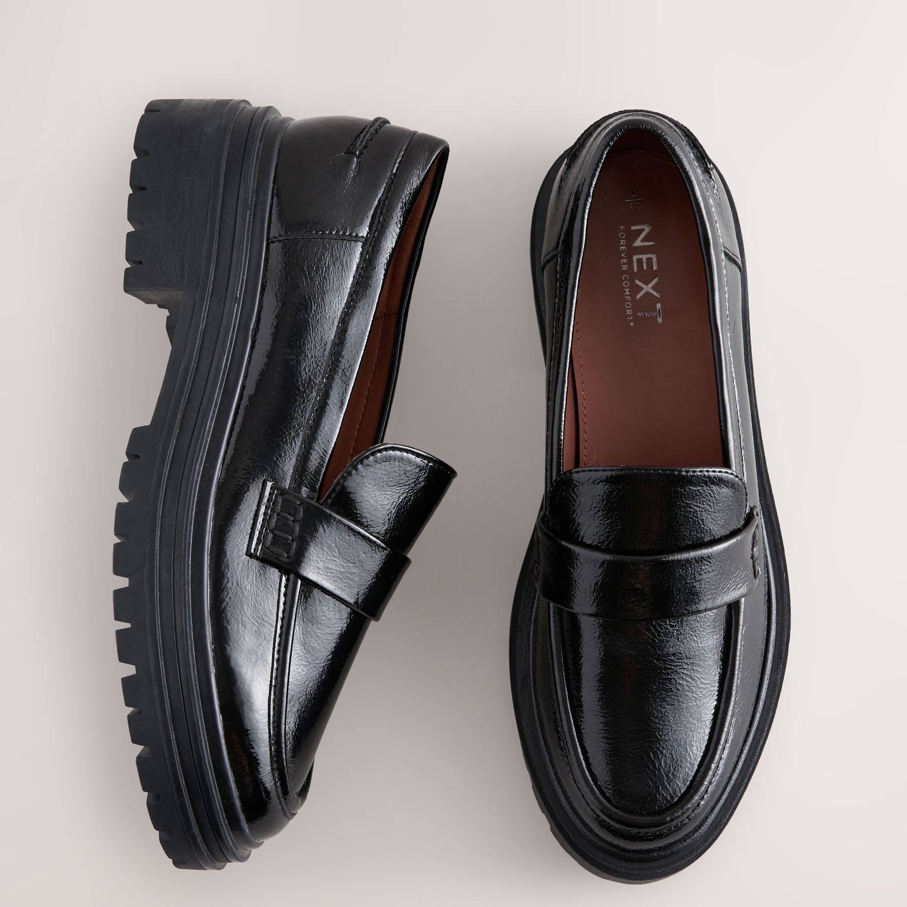 Black Patent Standard/wide Fit Chunky Loafers