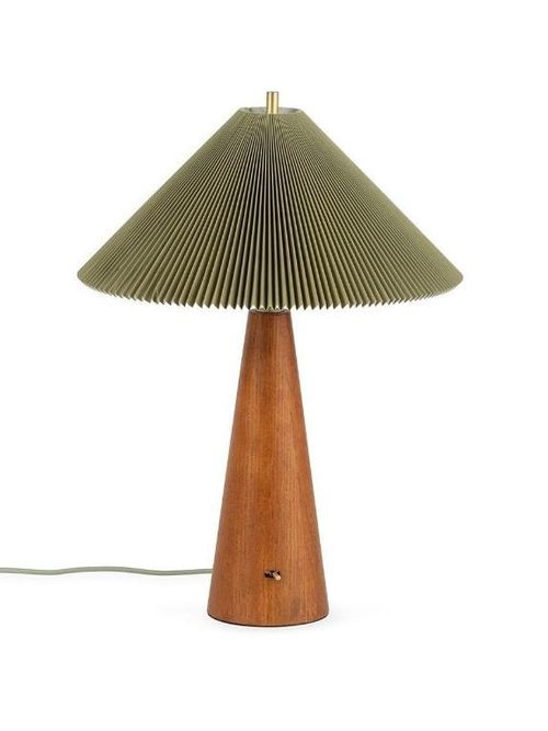 Woodland Table Lamp Sage Pleat/wood
