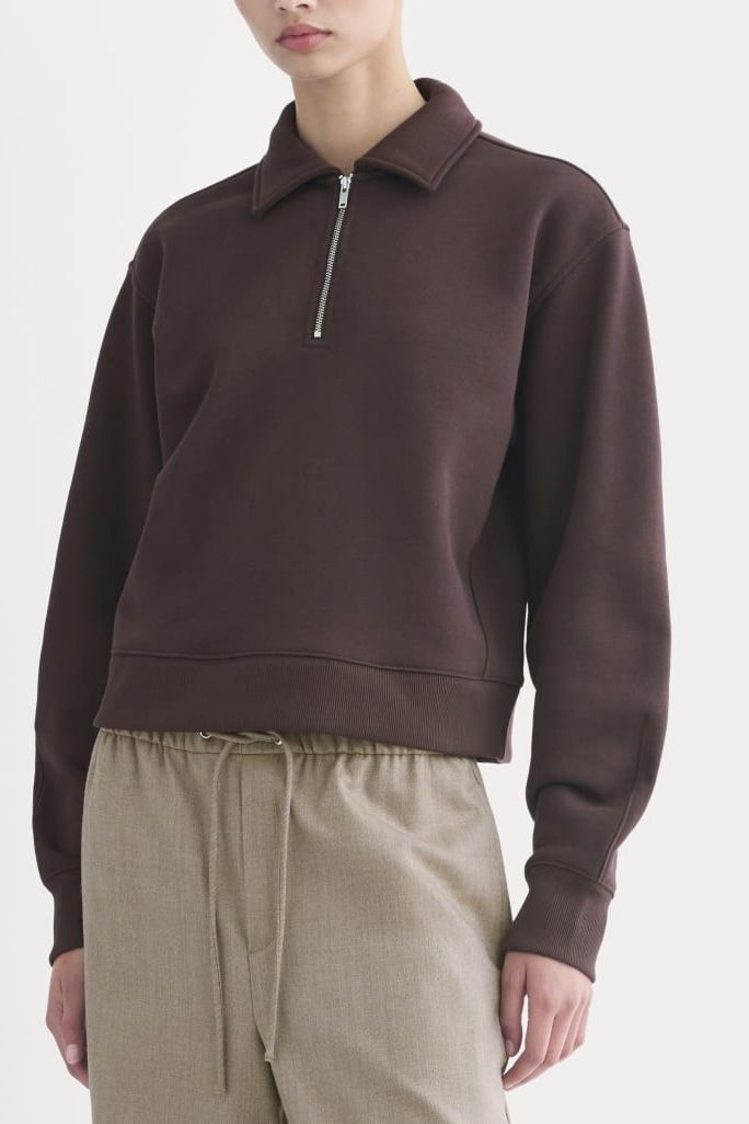 Luxe Fleece Zip Polo | Dark Chocolate - Xxs