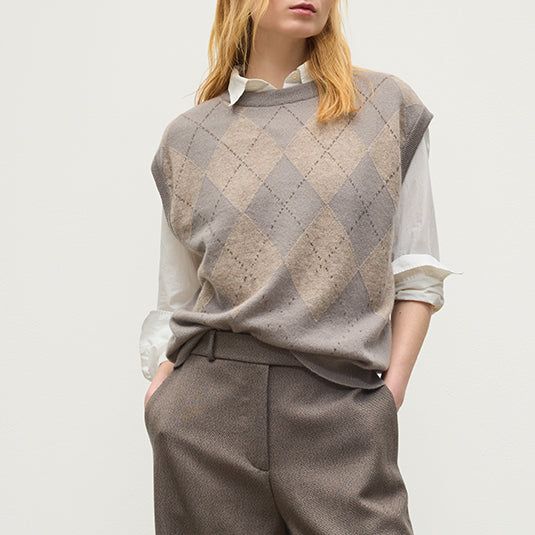 Clan Grey Argyle Cashmere Tank