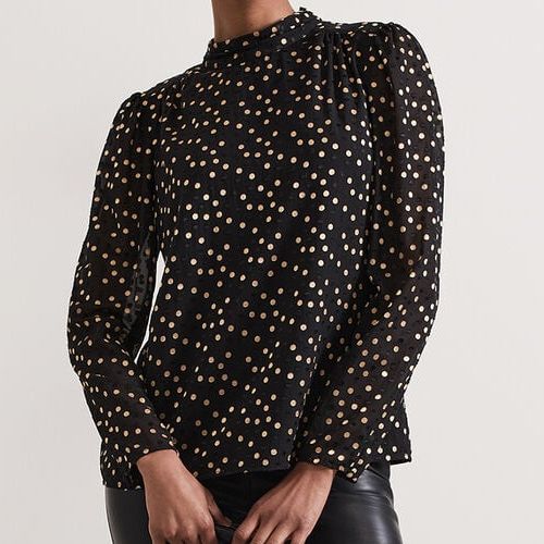 Jacey Spot Jacquard Blouse