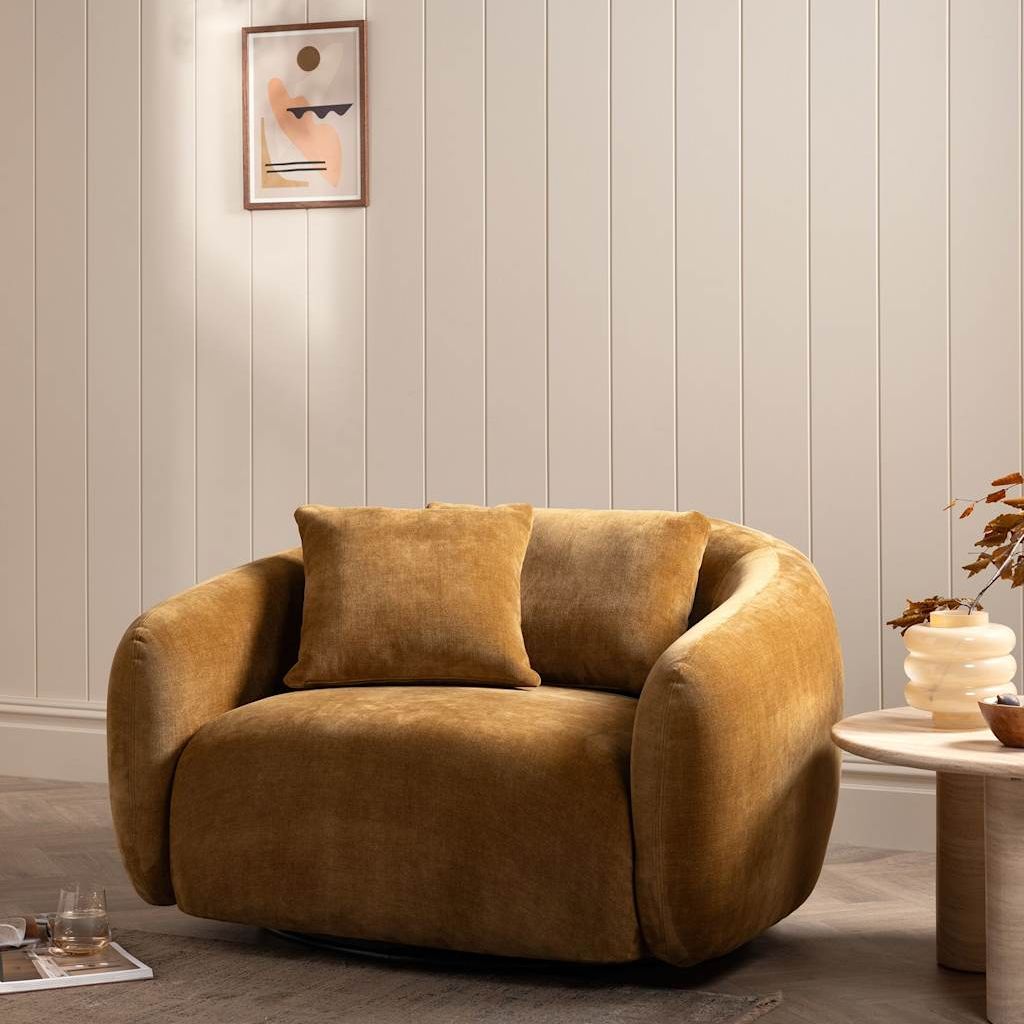 BARKER AND STONEHOUSE, Cocoon Chenille Swivel Snuggle Chair