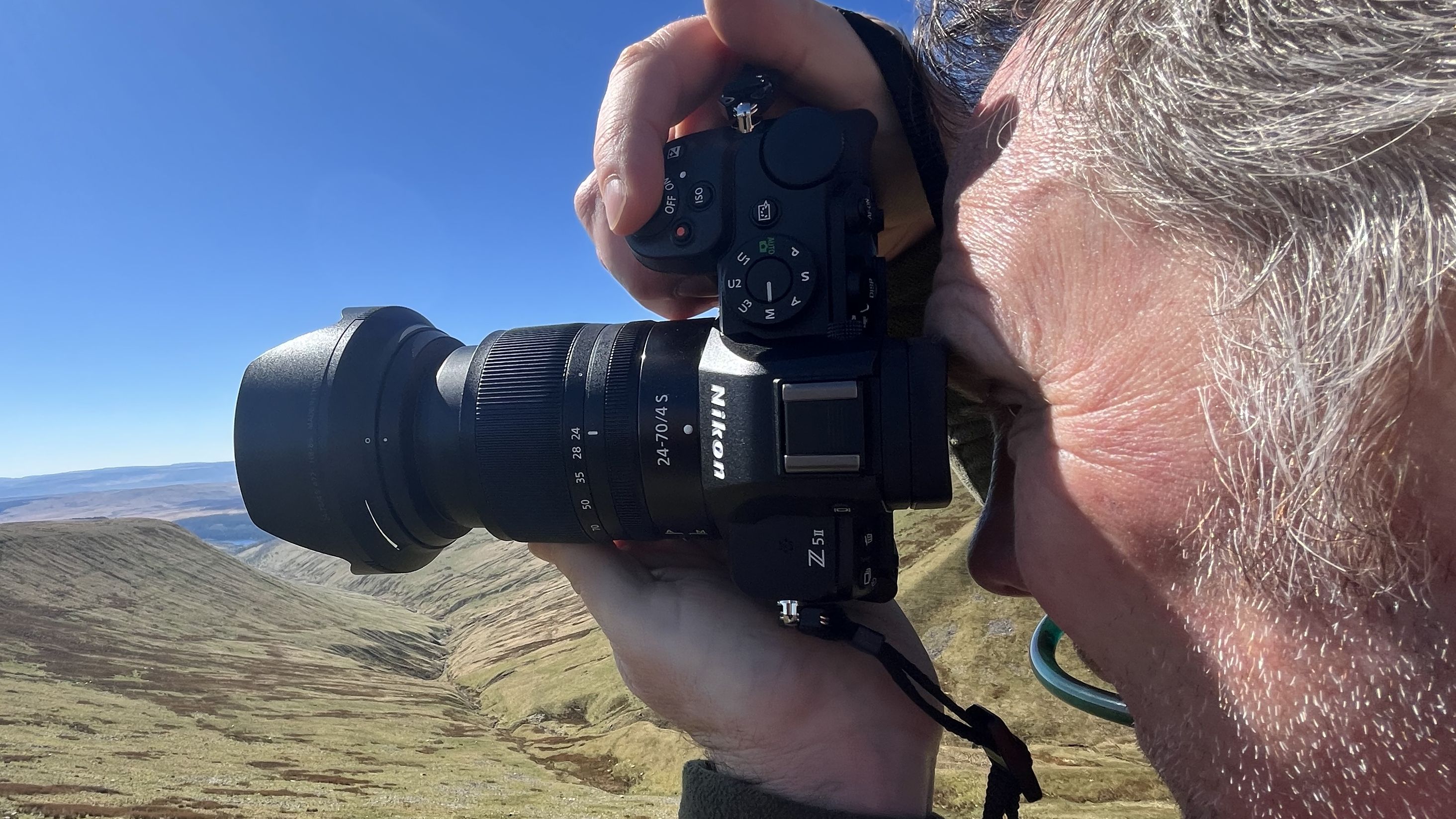 Closeup of Nikon Z5 II being used on a landscape shoot