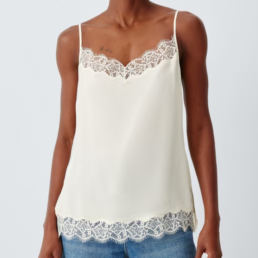 John Lewis, Pure Silk Lace Trim Cami Top