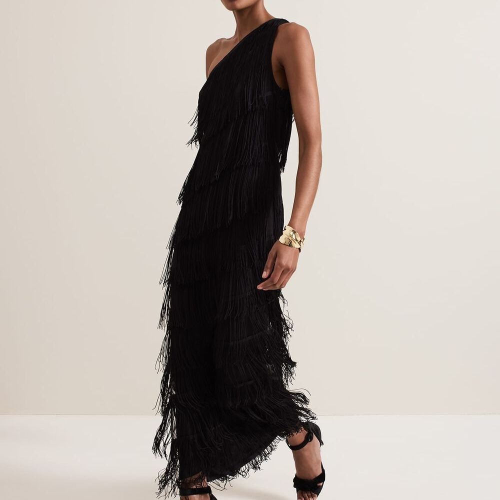 Otto One Shoulder Fringe Maxi Dress