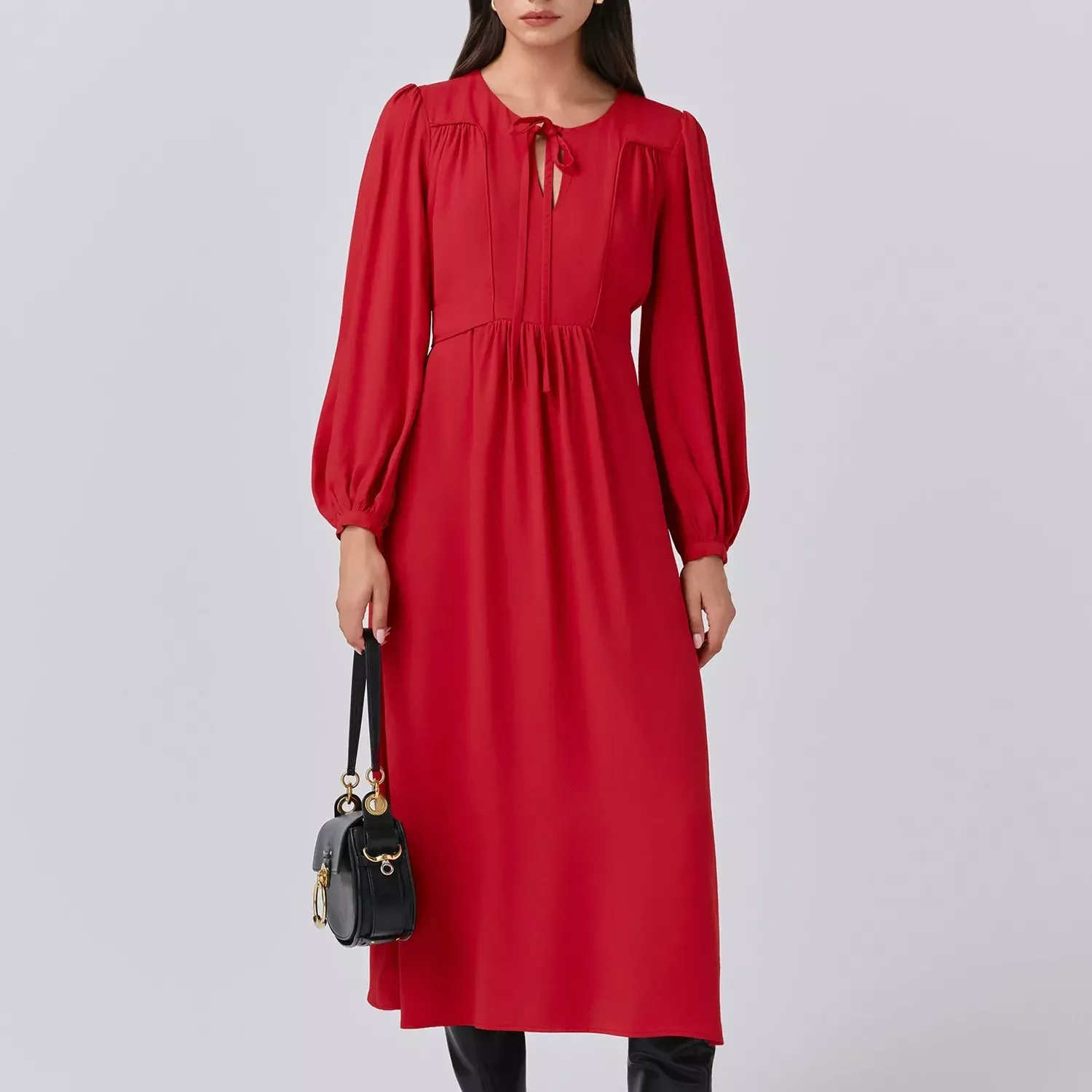 Ghost Layla Crepe Satin Midi Dress
