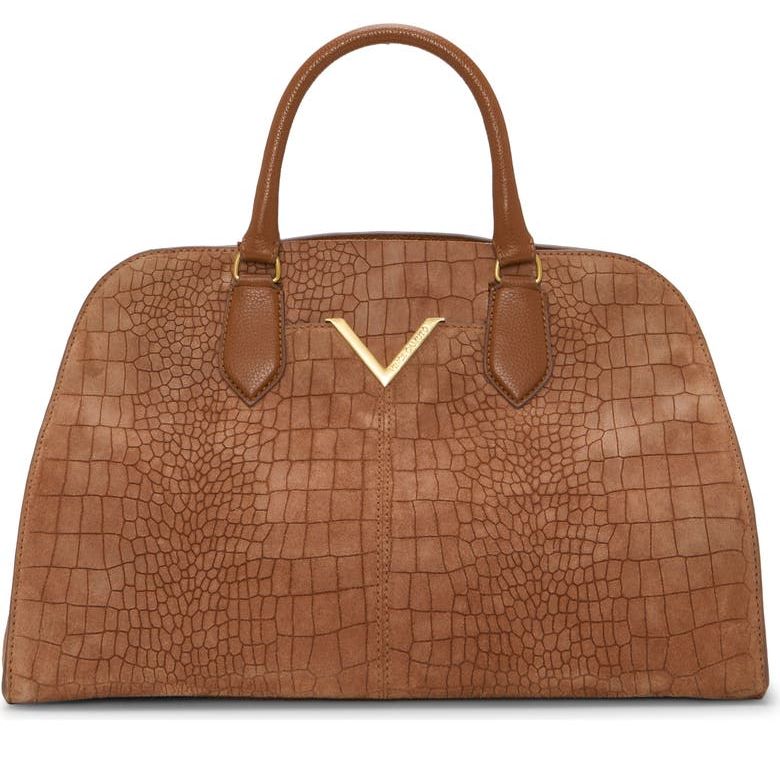 Tasha Croc Embossed Leather Satchel