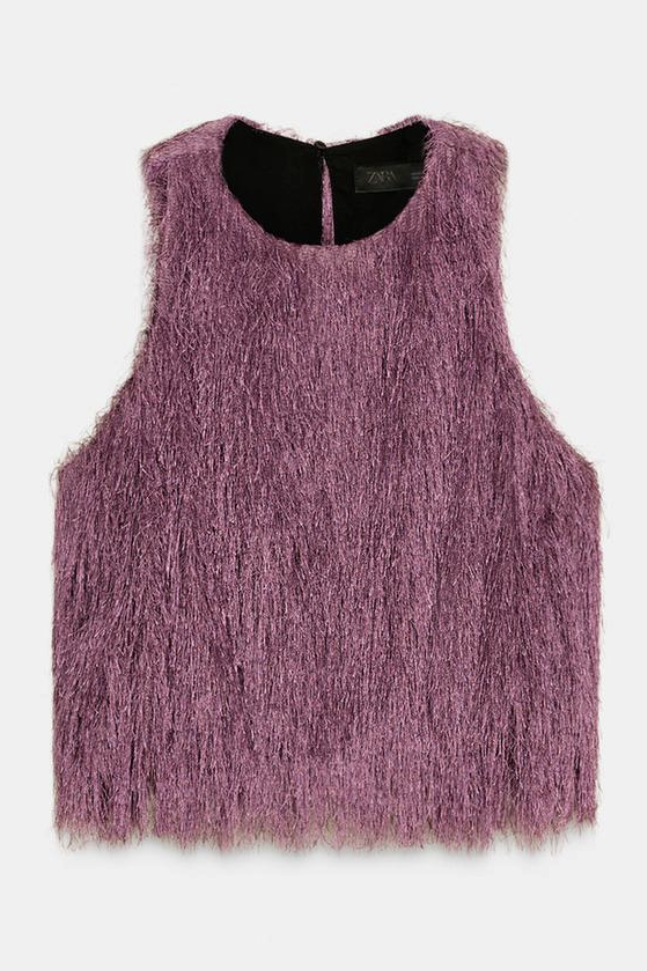 ZARA, Fringed Balloon Top