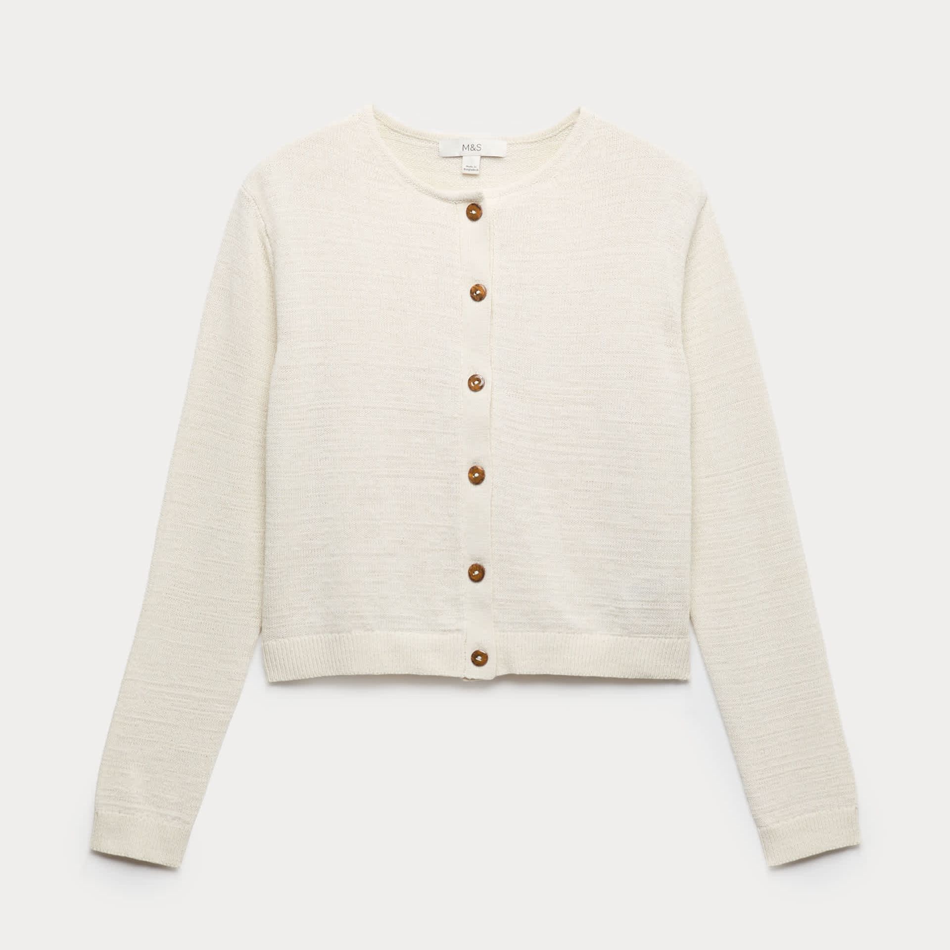 Cotton Rich Button Through Cropped Cardigan