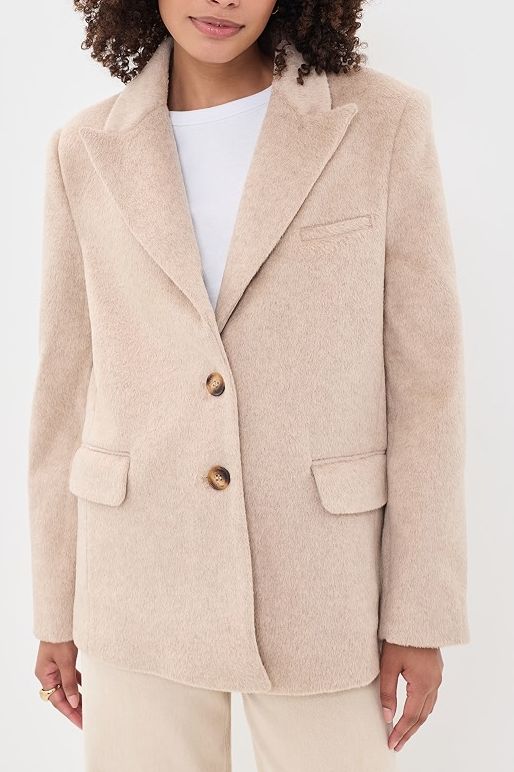 The Boyfriend Faux Fur Blazer - Stone